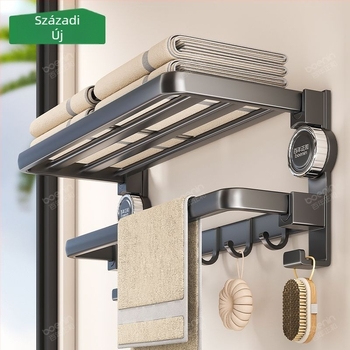 Space Aluminum Suction Cup törölközőtartó - összecsukható, fúrás nélküli, 2 rétegű fürdőszoba, CE tanúsítvány