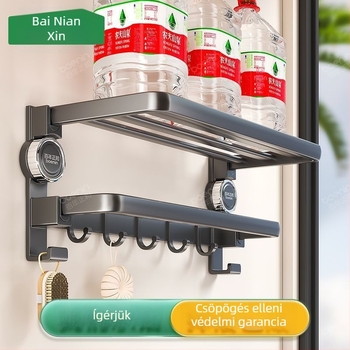 Space Aluminum Suction Cup törölközőtartó - összecsukható, fúrás nélküli, 2 rétegű fürdőszoba, CE tanúsítvány