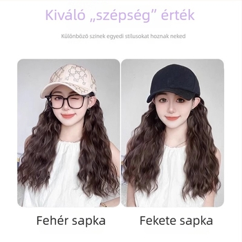 Őszi–téli egyszemélyes paróka hosszú, hullámos tincsekkel és strasszos sapkával