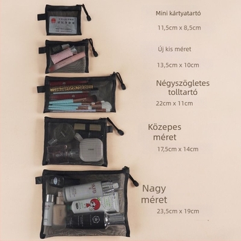 Átlátszó hálós kozmetikai táska, hordozható, autóba szerelhető, nagy kapacitású sminktároló, japán stílus