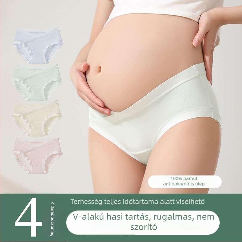 Kismama fehérnemű, Class A, Baby-grade minőség, V-alakú alacsony derék, pocaktámasz, hosszított, antibakteriális, varrás nélküli, minden terhességi szakaszhoz