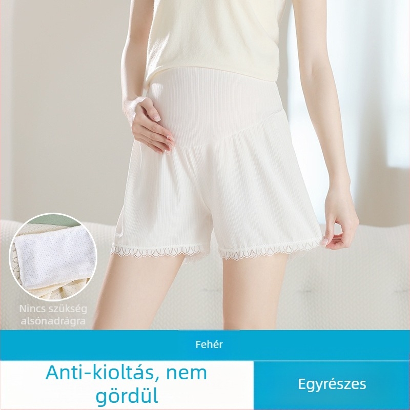 2 az 1-ben kismama biztonsági rövidnadrág, magas derék a has támogatásáért, Ice Silk anyag, poliészter-elasztán keverék, 3/4 hossz