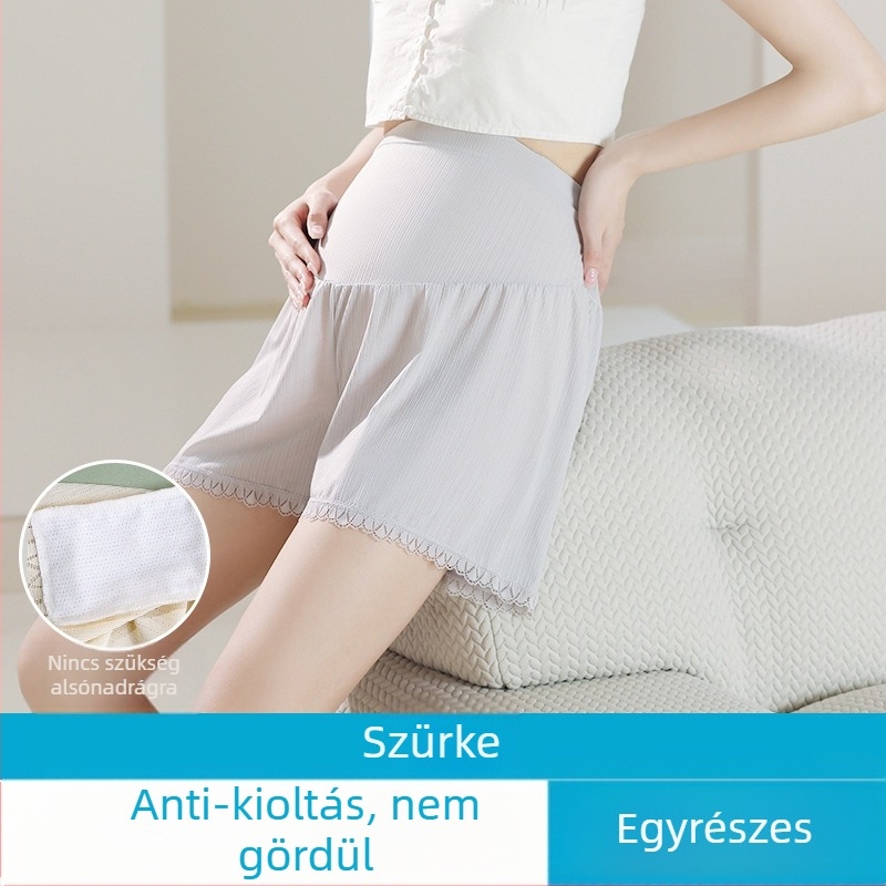 2 az 1-ben kismama biztonsági rövidnadrág, magas derék a has támogatásáért, Ice Silk anyag, poliészter-elasztán keverék, 3/4 hossz