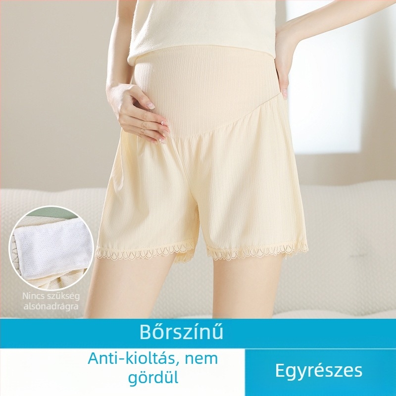 2 az 1-ben kismama biztonsági rövidnadrág, magas derék a has támogatásáért, Ice Silk anyag, poliészter-elasztán keverék, 3/4 hossz