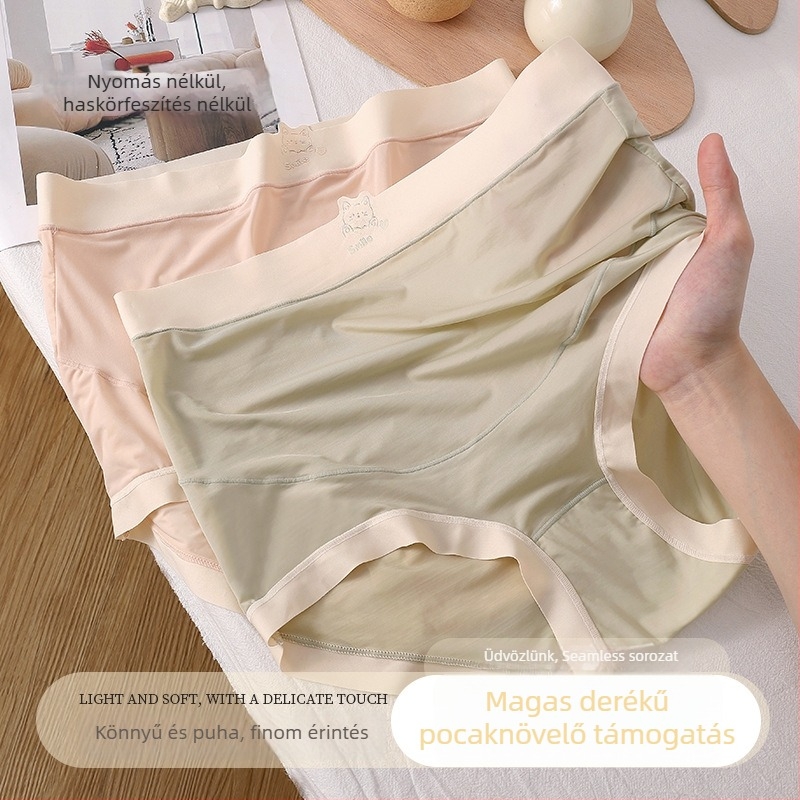 Kismama fehérnemű, magas derékkal, Ice Silk anyag, antibakteriális, hasi támasz, nylon 70–80%