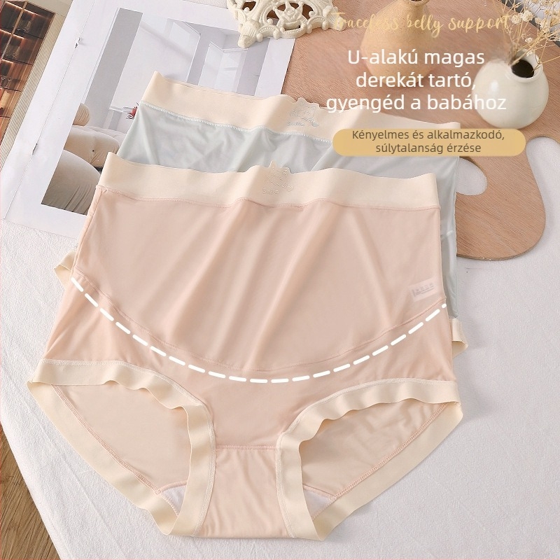Kismama fehérnemű, magas derékkal, Ice Silk anyag, antibakteriális, hasi támasz, nylon 70–80%