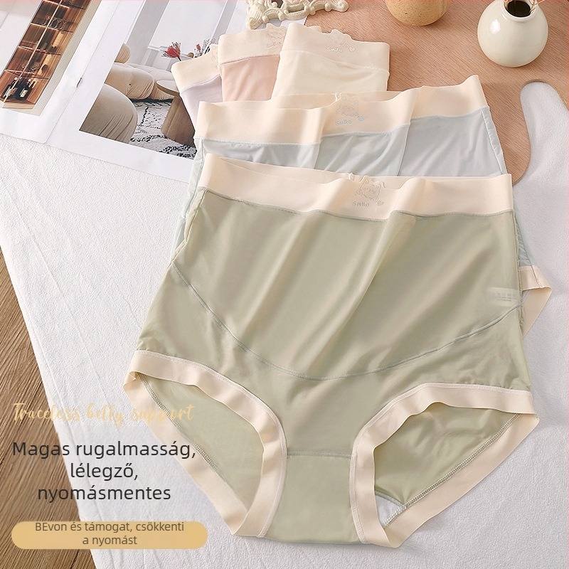Kismama fehérnemű, magas derékkal, Ice Silk anyag, antibakteriális, hasi támasz, nylon 70–80%