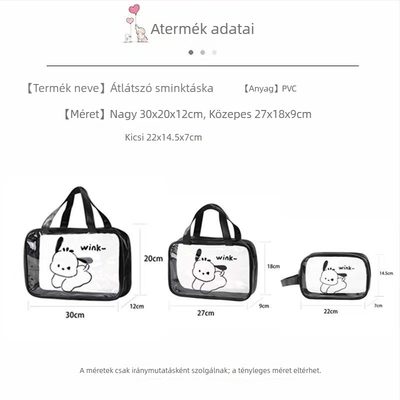 PVC vízálló kozmetikai táska állatos mintával, bélés nélküli, uniszex