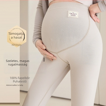 Varrat nélküli kismama leggings magas derékkal a has támogatására – vastag anyag, poliészter 70–80% és spandex legfeljebb 30%, nagy rugalmasság