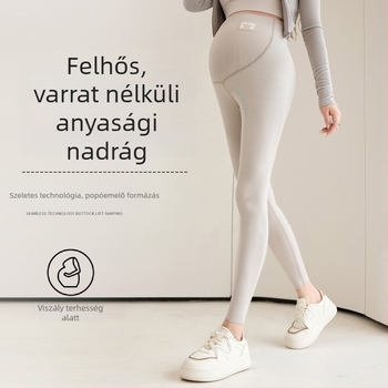 Varrat nélküli kismama leggings magas derékkal a has támogatására – vastag anyag, poliészter 70–80% és spandex legfeljebb 30%, nagy rugalmasság