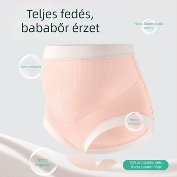 Kismama pamut bugyi antibakteriális intim részével, magas derék, lélegző, korai–késői terhesség és a szülés utáni időszakra