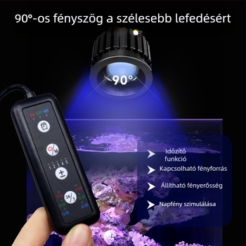 Korallzátony akvárium lámpa mély-tengeri spektrummal, UV-aktivált fluoreszcens fehérje, 12W alumíniumötvözet, okos funkció