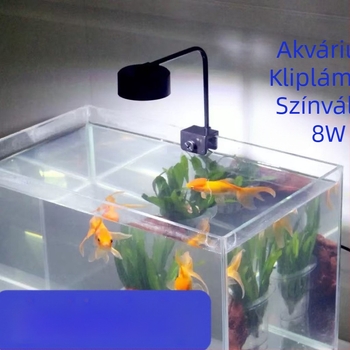 Akvárium LED klipszlámpa, USB táplálás, vízi növényekhez, 8W, 170 g, állítható fényerő