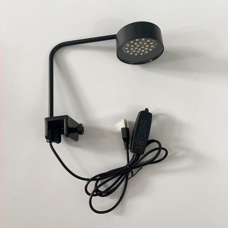 Akvárium LED klipszlámpa, USB táplálás, vízi növényekhez, 8W, 170 g, állítható fényerő