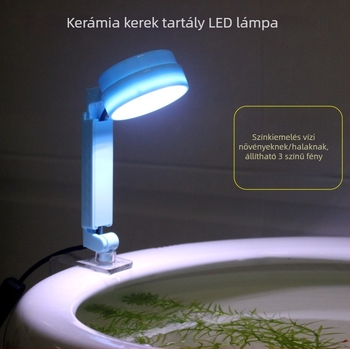 Kör alakú kerámia akváriumi LED lámpa, vízálló, akvascapinghez és vízinövényekhez