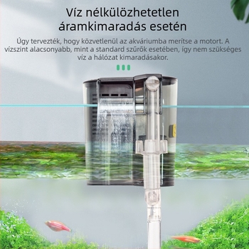 Akvarisztikai szűrőpumpa – három az egyben, merülő, külső vízesés, csendes működés