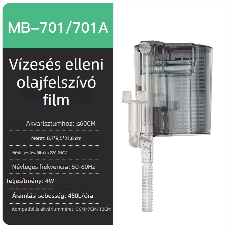 Akvarisztikai szűrőpumpa – három az egyben, merülő, külső vízesés, csendes működés