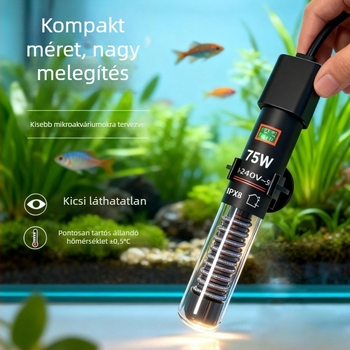 Akváriumi fűtőpálca, automatikus állandó hőmérséklet, üvegtest, 25W/50W