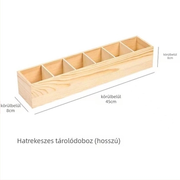 Fából készült, többrácsos tároló doboz négyszögletes rekeszekkel, asztali használatra, 18 literes kapacitás, testreszabható, autóba szerelhető