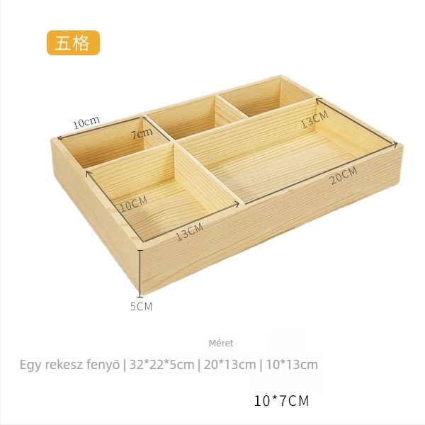Fából készült, többrácsos tároló doboz négyszögletes rekeszekkel, asztali használatra, 18 literes kapacitás, testreszabható, autóba szerelhető