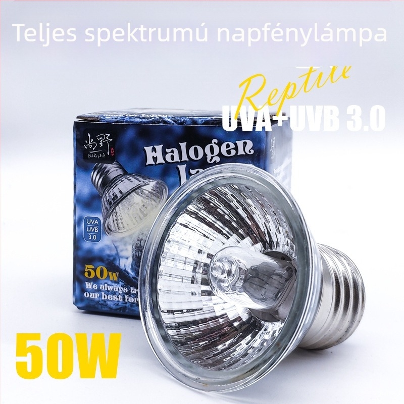 Mini hüllőnaplámpa UVA/UVB 3.0 szárazföldi és vízi teknősök számára, kalcium-kiegészítő, 25W
