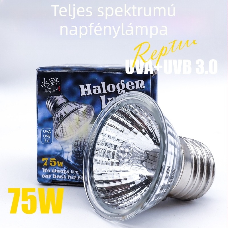 Mini hüllőnaplámpa UVA/UVB 3.0 szárazföldi és vízi teknősök számára, kalcium-kiegészítő, 25W