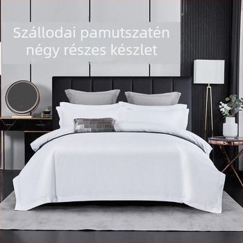 Négy darabos pamut szatén ágynemű készlet, egyszínű, Twill szövés, 2000–2500 g/m², reaktív festés, hotell-stílus