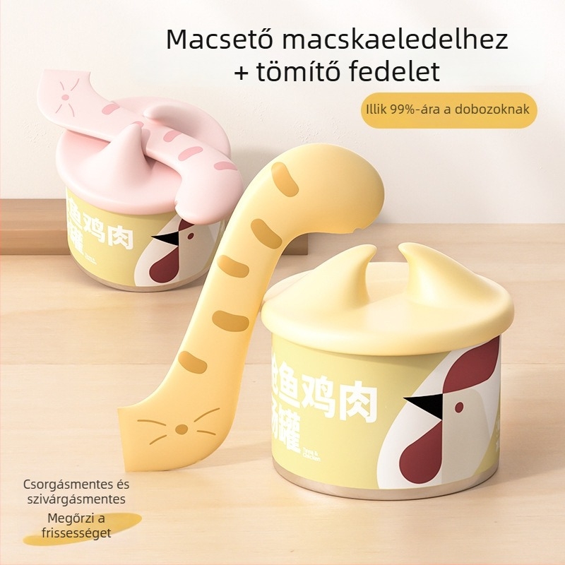 Háziállatok konzervfedő tető beépített kanállal, TPE anyag, Seven oh márka, csomagolás: doboz 400