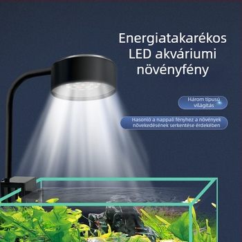 LED USB akváriumi csipeszes lámpa — asztali használatra, ABS + vaskanyar kivitel, 8W LED világítás