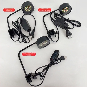 LED USB akváriumi csipeszes lámpa — asztali használatra, ABS + vaskanyar kivitel, 8W LED világítás