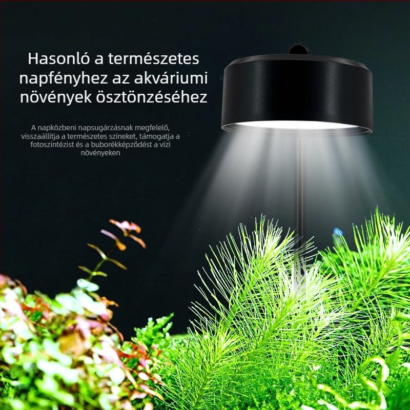 LED USB akváriumi csipeszes lámpa — asztali használatra, ABS + vaskanyar kivitel, 8W LED világítás