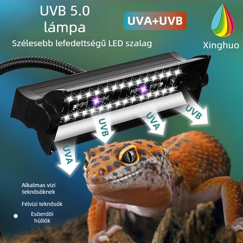 Starfire Lighting UVB/UVA LED lámpa hüllőkhöz, hosszú cső, teljes spektrum, kalcium-kiegészítő