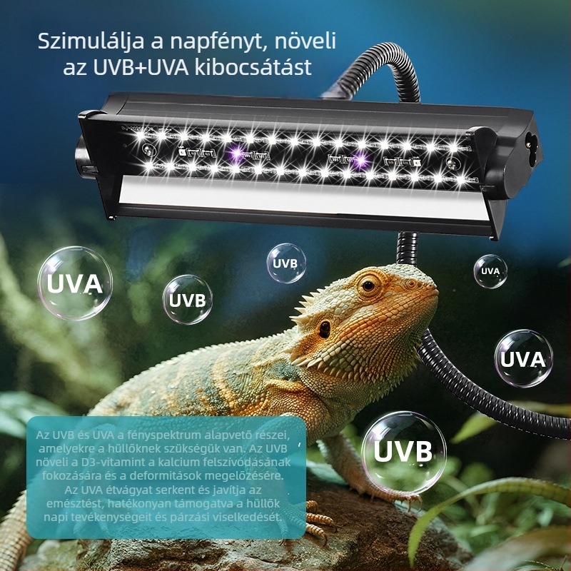 Starfire Lighting UVB/UVA LED lámpa hüllőkhöz, hosszú cső, teljes spektrum, kalcium-kiegészítő