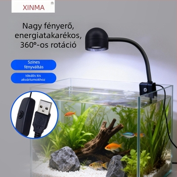 USB klipszes akváriumi lámpa, teljes spektrumú (2W, PVC, Xinma)