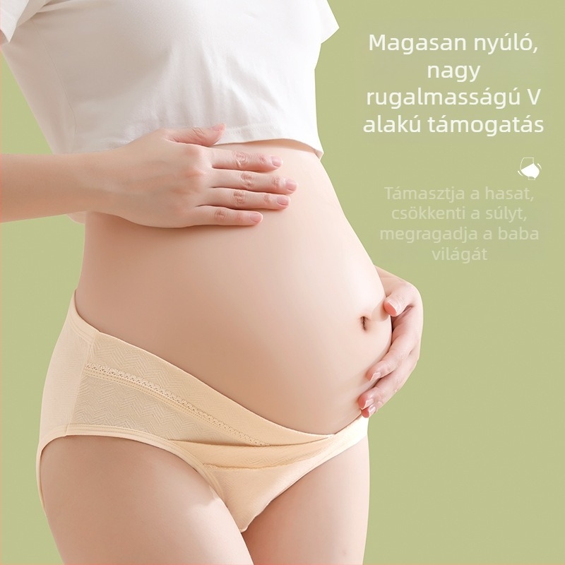 Női terhességi fehérnemű, alacsony derék, has támasz, 95–100% pamut, légáteresztő, minden évszakban