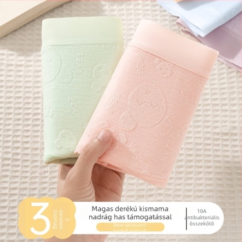 Kismama alsónemű, magas derekú, légáteresztő és antibakteriális, 95–100% pamut, pamut bélés a szeméremnél, minden terhességi szakaszra