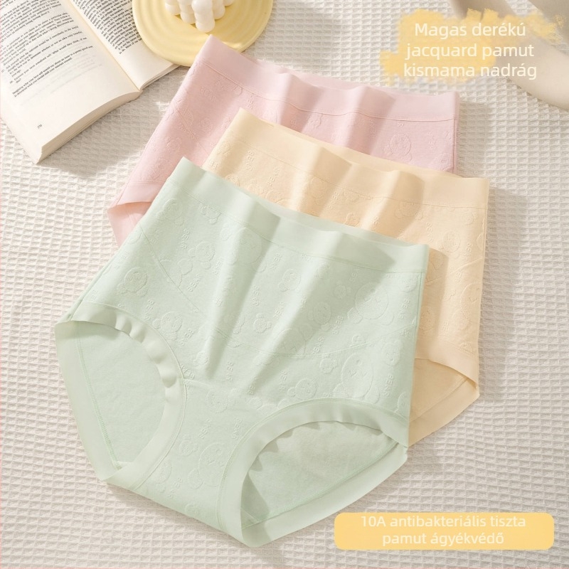 Kismama alsónemű, magas derekú, légáteresztő és antibakteriális, 95–100% pamut, pamut bélés a szeméremnél, minden terhességi szakaszra