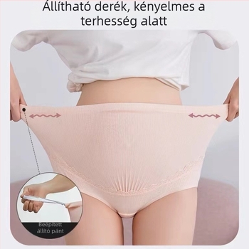 Kismama magas derekú, lélegző, varrat nélküli pamut alsónemű, dupla has támogatás