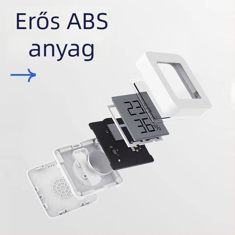 Akváriumi hőmérő, vízálló, nagy pontosságú, kettős digitális kijelző, falra szerelhető, külső szenzor a hőmérséklethez és a páratartalomhoz