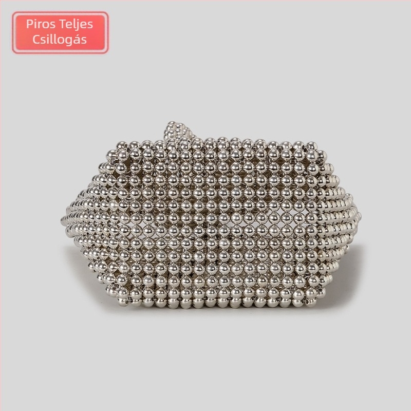 Akril Beaded keresztpántos táska, függőleges négyzet alakú, nyitott felső, belső cipzáras zseb