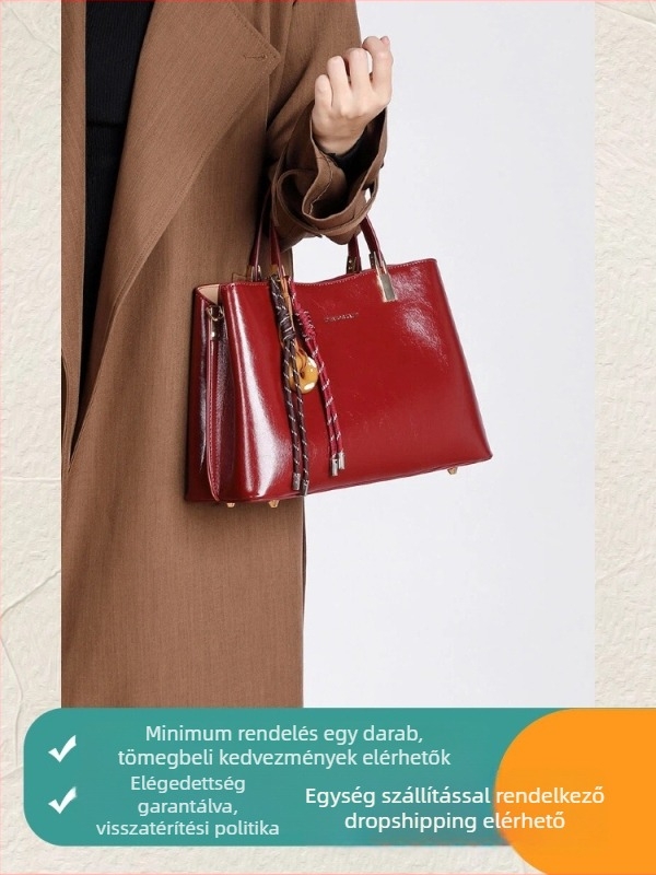 Esküvői válltáska PU bőr, városi egyszerű stílus, cipzáras záródás, belső zsebek: cipzáras zseb és telefonzseb, őszi 2025