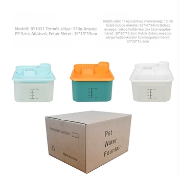 BY104 Kisállat víz adagoló szétválasztható dizájnnal, intelligens keringés, csendes működés, kutyáknak és macskáknak, 530 g