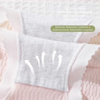 Yilifen kismama fehérnemű, alacsony derekú, 100% pamut, légáteresztő, antibakteriális, hastámasz, középső–késői terhességre