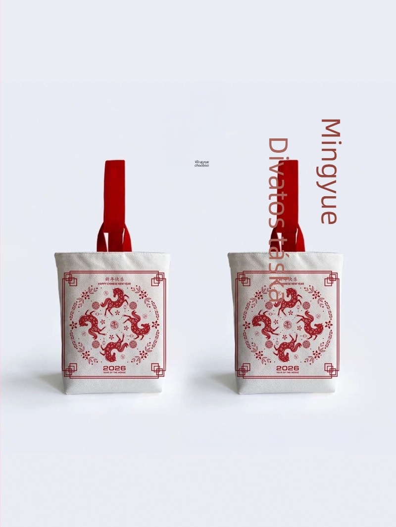 Kézitáska kapuval (fedéllel), nemzeti trend stílus, külső poliészter-pamut anyag, belső vászon bélés, horizontális téglalap alakú forma, iratok zsebe