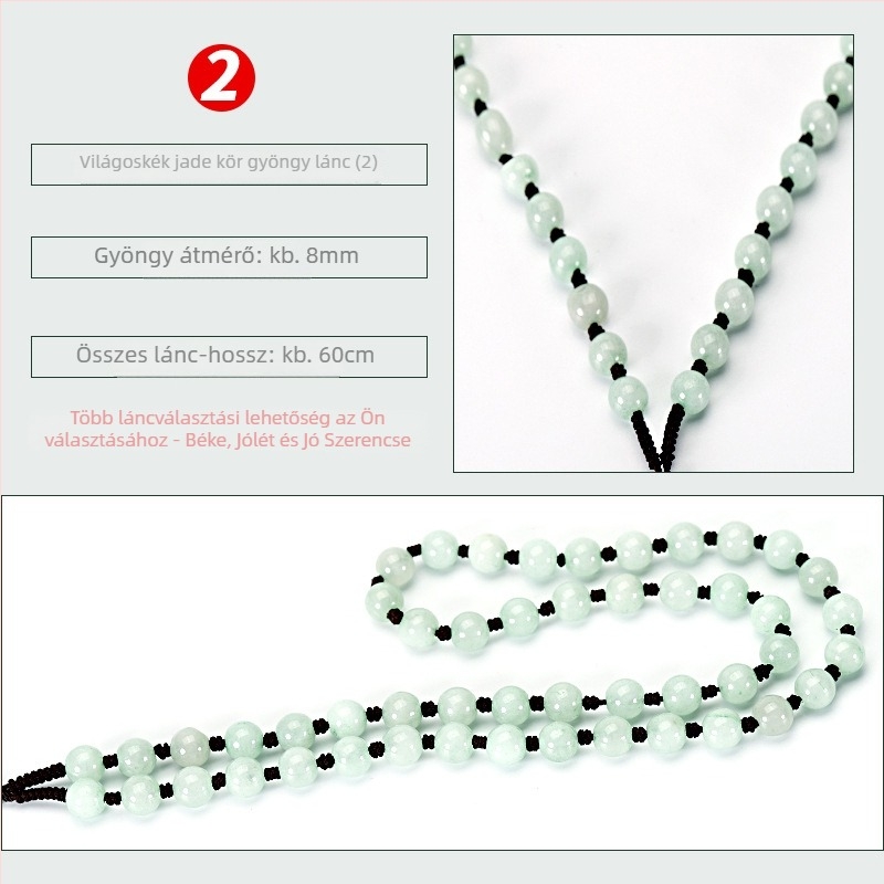Jade gyöngy nyaklánc — kézzel szőtt lánccal, 800 ezüst tisztaság, testreszabható