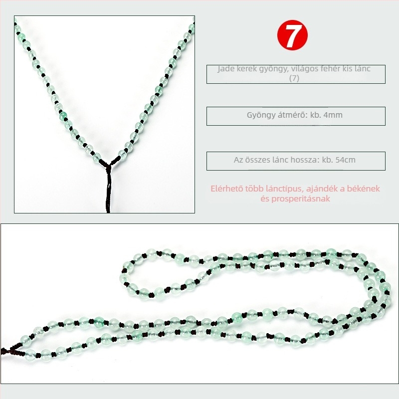 Jade gyöngy nyaklánc — kézzel szőtt lánccal, 800 ezüst tisztaság, testreszabható