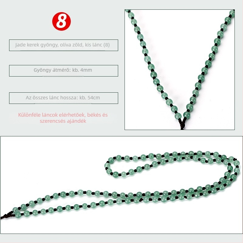 Jade gyöngy nyaklánc — kézzel szőtt lánccal, 800 ezüst tisztaság, testreszabható