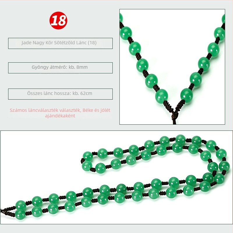 Jade gyöngy nyaklánc — kézzel szőtt lánccal, 800 ezüst tisztaság, testreszabható