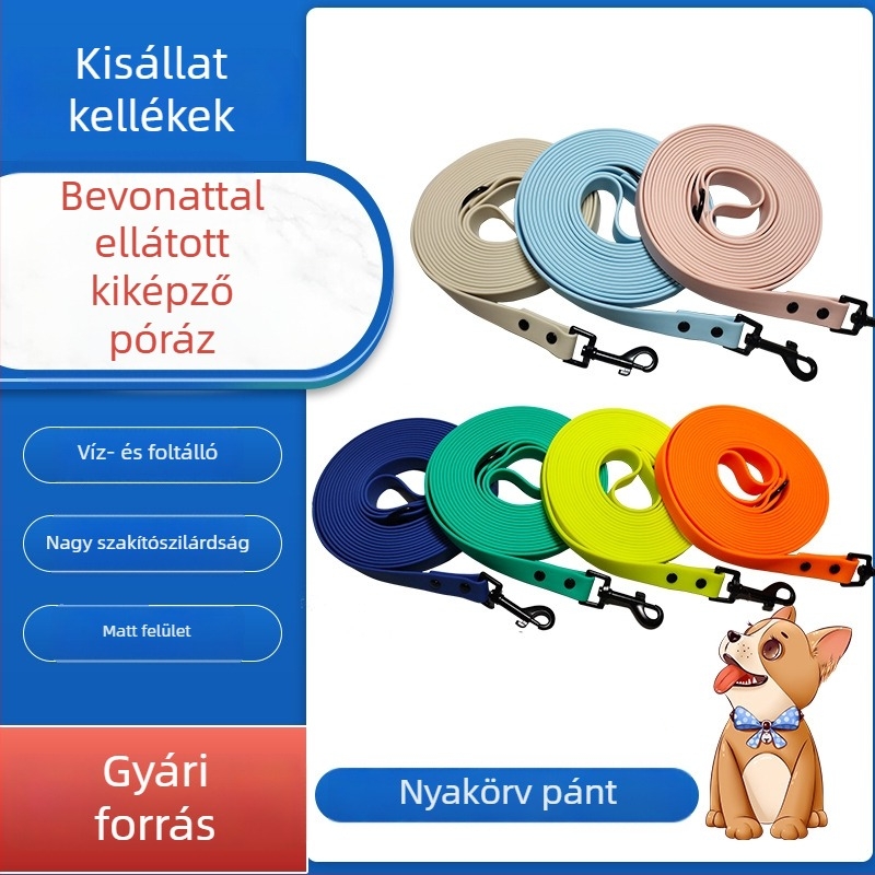 PVC-bevonatos kutyapóráz és nyakörv, vízálló, kopásálló, nagy szilárdságú
