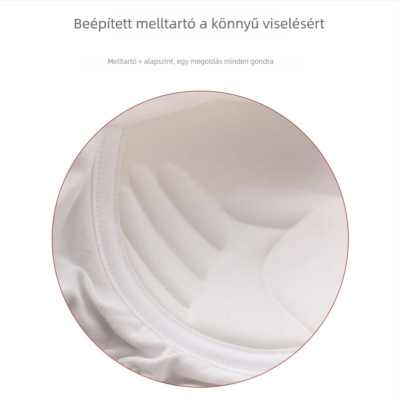 Mellvédős pizsama, 95% pamut, kerek nyak, rövid ujjú, laza szabás